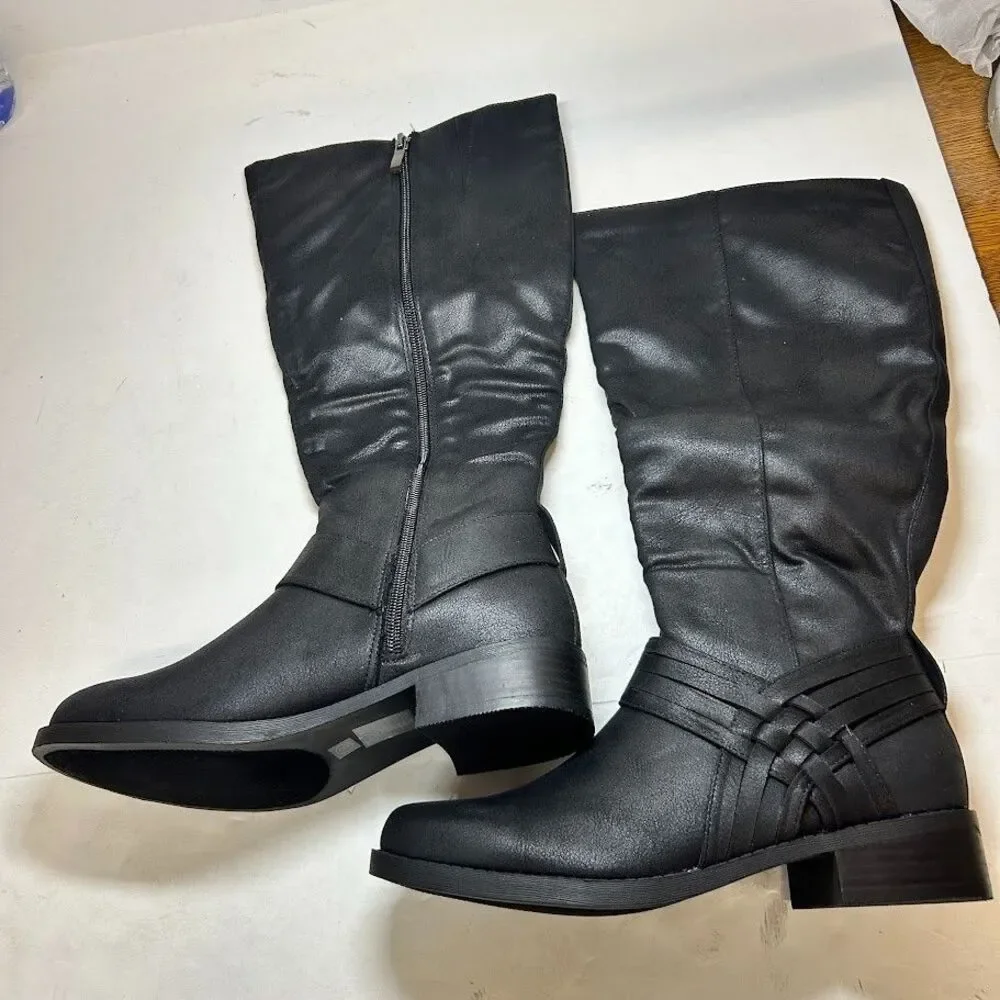 Journee Collection Womens 8 M Black Meg Knee High Riding Boots NIB OJ5